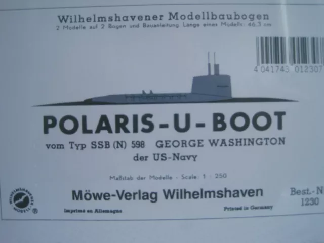 Polaris U-Boot Schiff Wilhelmshavener Modellbaubogen Kartonmodell