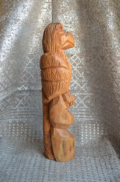 Vintage Hand Carved Falcon Hawk Eagle Bird Of Prey Wooden Carving 15'' TALL