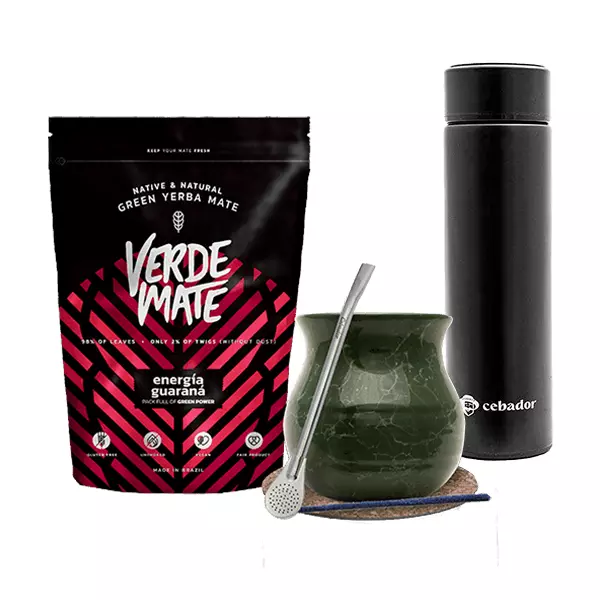 Mate Tee Set Yerba Verde Mate Guarana 500 G Mate Becher Thermosflasche Led 480ml