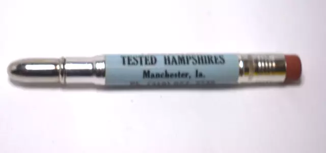 Vintage Elmcrest Farms Hampshire Hogs Manchester IA Advertising Bullet Pencil 2
