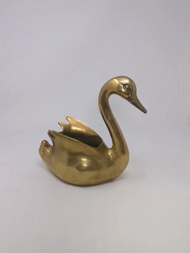 Vintage Brass Swan Planter