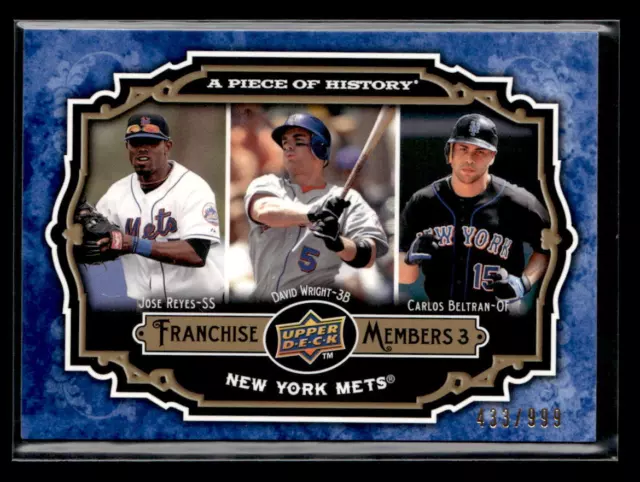 Reyes, Wright, Beltran #'d /999 - 2009 UD Piece of History Franchise Trio