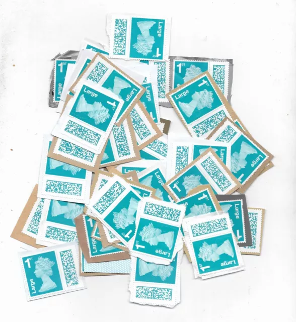 0244] 50 Unfranked GB barcoded 1st class LARGE Definitive stamps on paper