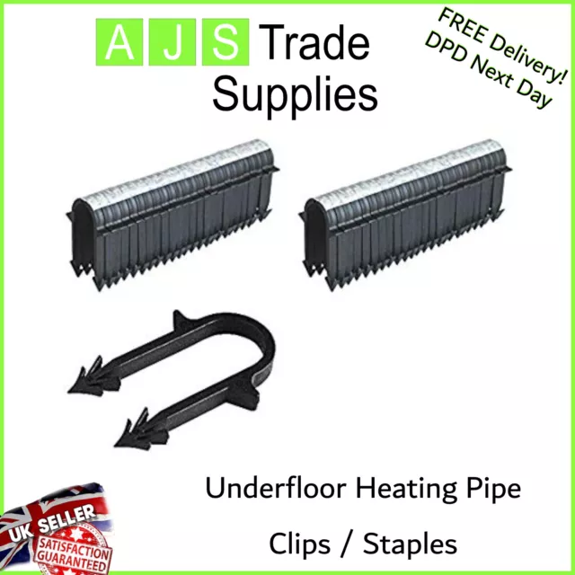 UNDERFLOOR HEATING PIPE CLIPs 60mm STAPLES TO FIT 16MM PIPE WORKS WITH 14-20mm