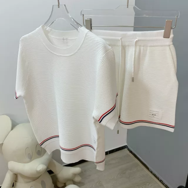 Thom Browne Women Solid Color Crew-neck T-shirt + Shorts