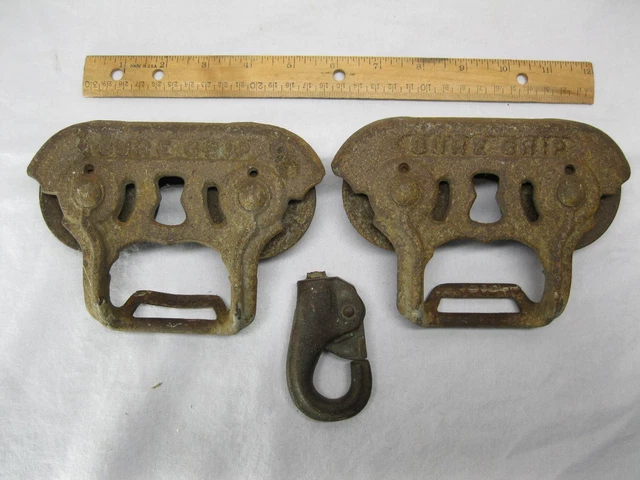 Sure Grip Antique Cast Iron Barn Door Track Roller Hardware Pulley Wheel Vtg Old 3