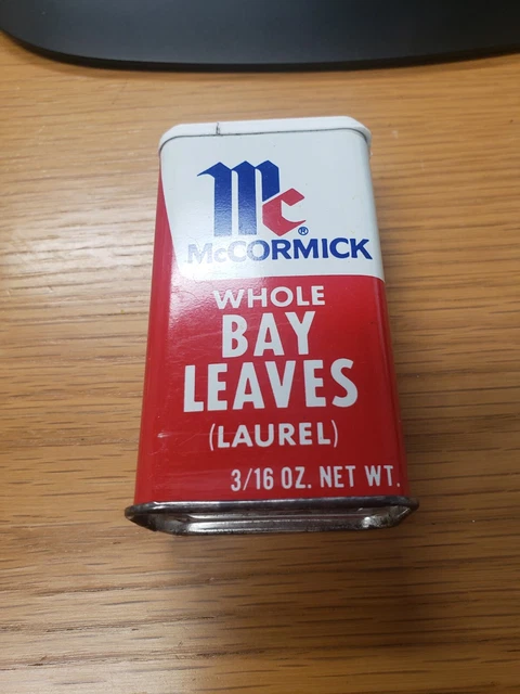 Vintage Spice Tin McCormick Whole Bay Leaves (Laurel) 51 Cent Price Stamp EUC