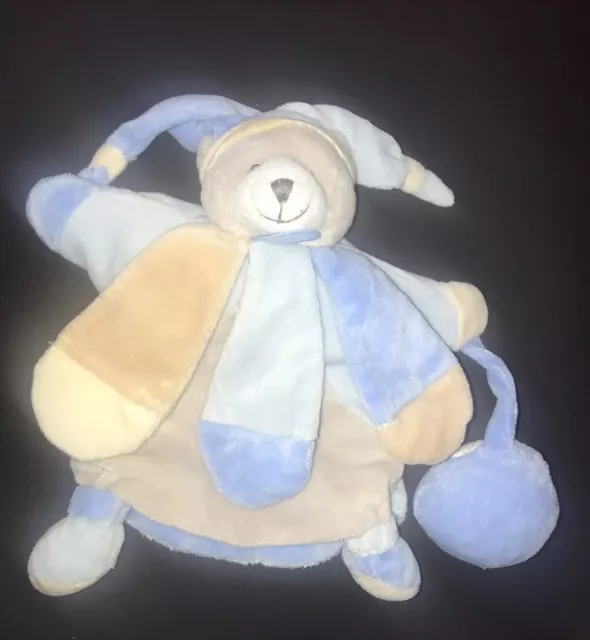DOUDOU ET COMPAGNIE DOUDOU OURS MARIONNETTE Pétales BLEU BEIGE