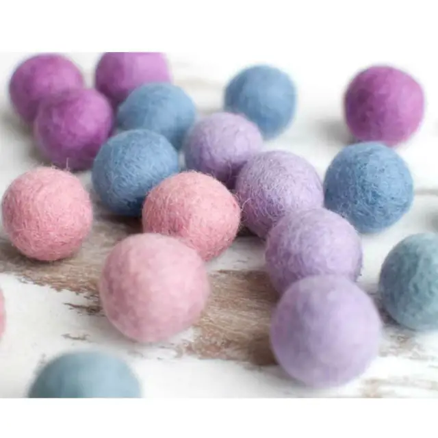 2cm Felt Balls x5 PASTEL.Wool. Pom poms.Kids Craft Beads. Scrapbook. Cloud Den