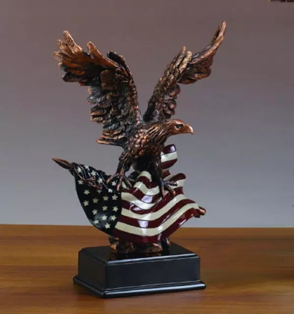 Eagle with American Flag Statue (L) - Sculpture