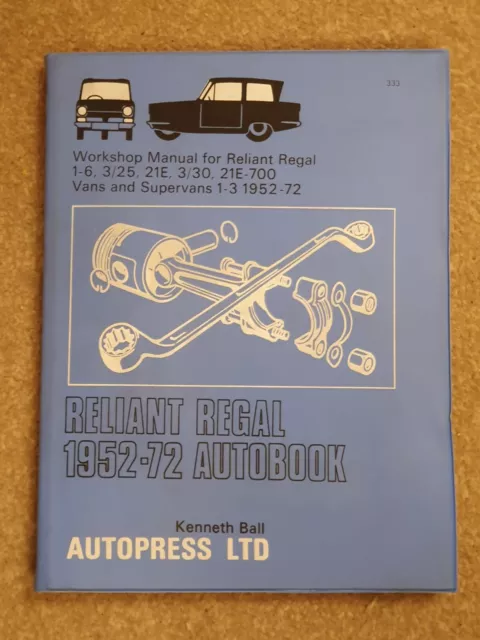 Reliant Regal Workshop Manual 1952-72