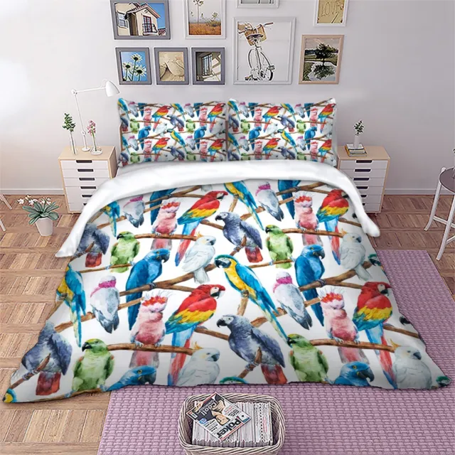 Bird Animals Quilt Duvet Doona Covers Set Double Queen King All Size Bed Linen