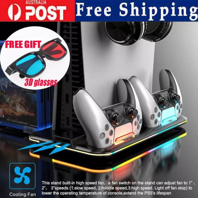 For Ps5 Slim/ps5 Pro Vertical Cooling Stand With Fan Dual Controller  Charger Charging Station For Playstation 5 Accessories - Chargers -  AliExpress