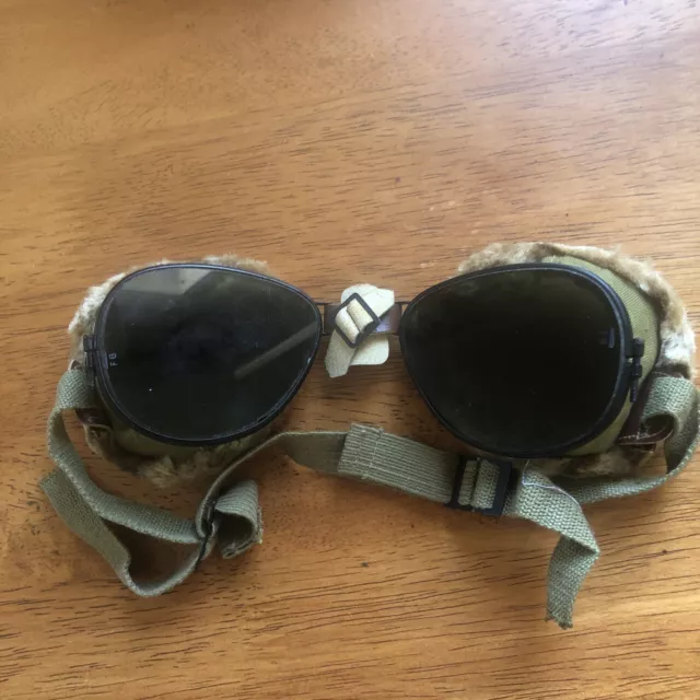 1940’s Men’s Military Cold Weather Goggles Aviator Sunglasses VGC CASE