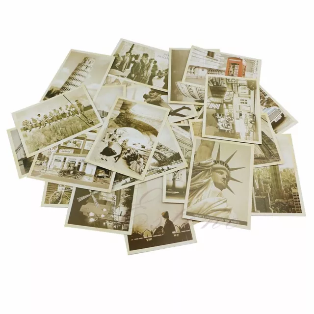 32-pack Vintage Paper Postcards Old Photo of Building Travel Post Cards  Printed