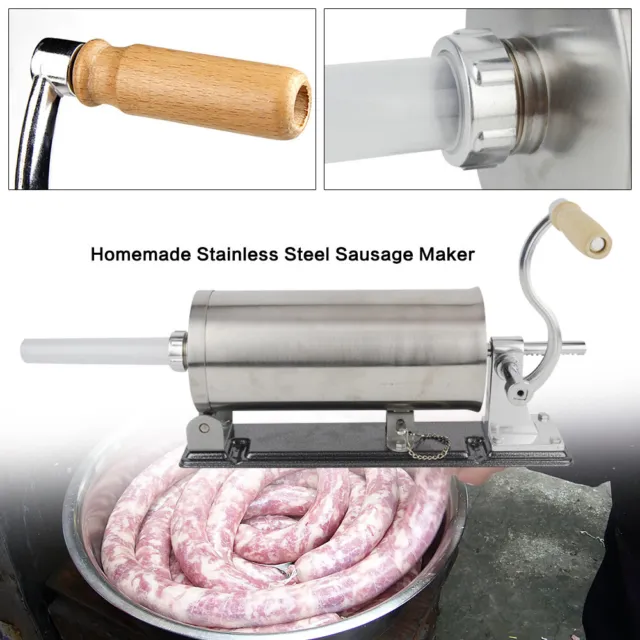Homemade Stainless Steel Sausage Maker Meat Stuffer Filler 3L Food Making