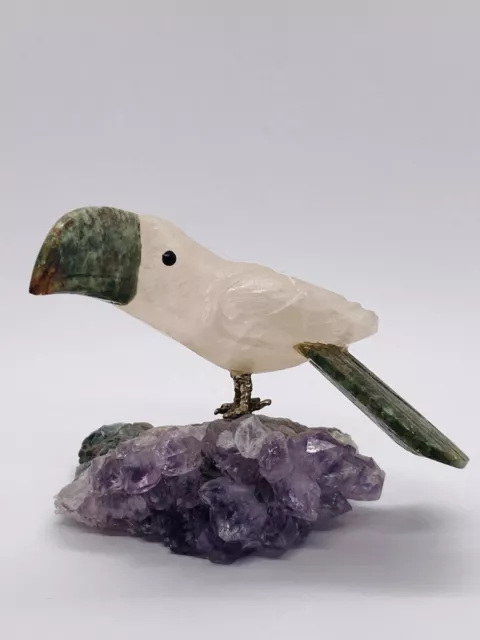 Super Cute Amethyst Quartz Bird Parrot Figurine Brazil Free Shipping No Reserve