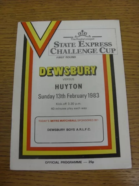 13/02/1983 Rugby League Programme: Dewsbury v Huyton [Challenge Cup] . Condition