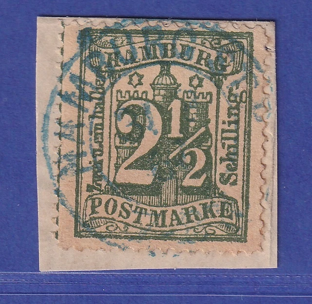 Hamburg  2 1/2 Schilling  Mi.-Nr. 22 a  O auf Briefstück  gepr. PFENNINGER