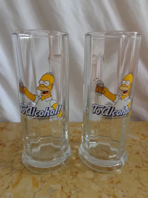 Neuf Lot de 2 CHOPE The Simpsons Homer Bockline 50 cl "To Alcohol" Glass 2008