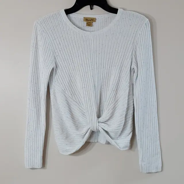Wrangler Speckled Twist Front Stretch Knit Crop Lightweight Sweater L