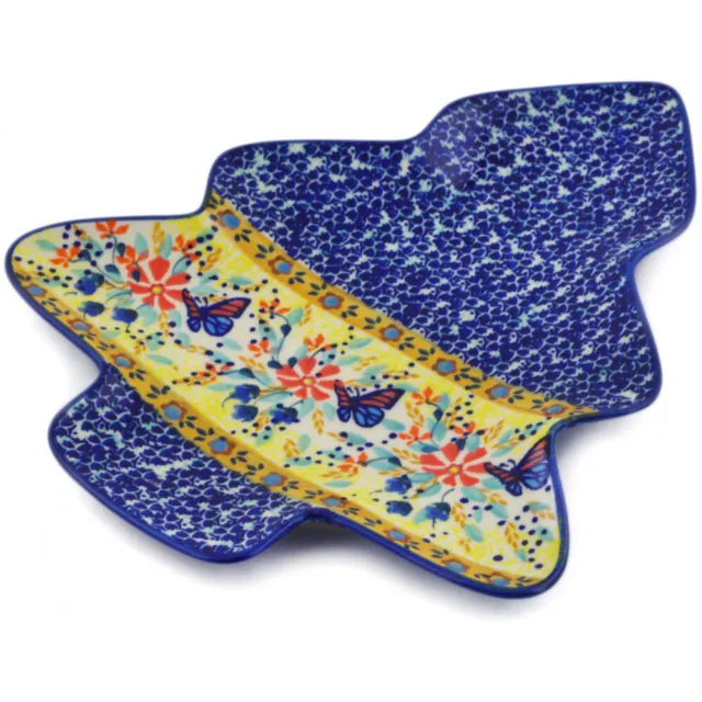 Polish Pottery Tray 9" Butterfly Summer Garden UNIKAT