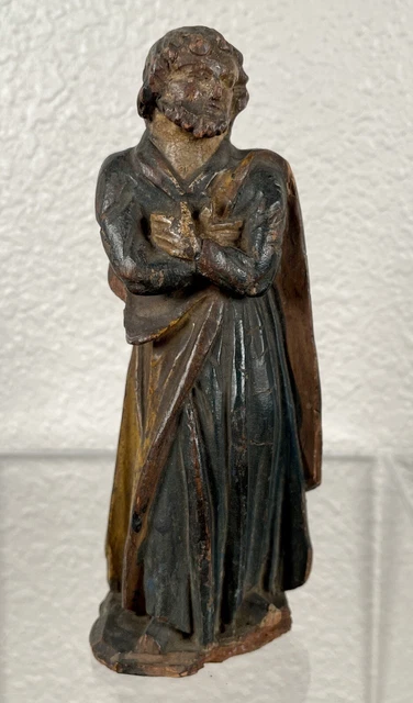 Antique Carved Wood St. Peter Saint Religious Figure 19th Century German French