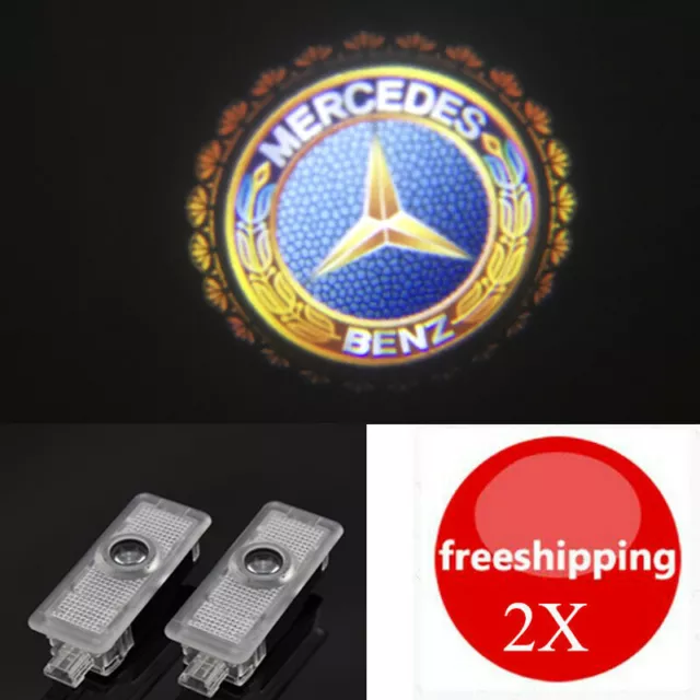 2X HD LED Ghost Shadow Projector Laser Door Lights For Mercedes-Benz CLS CLA C E