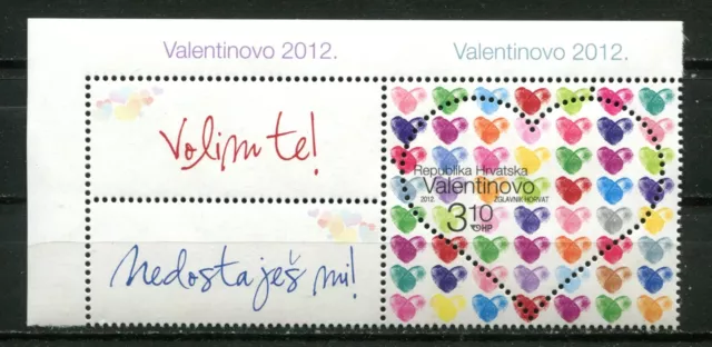 Croacia 2012, Día De San Valentín, En Forma De Corazón Con 2 Etiquetas, Montado Sin Montar O Nunca Montado