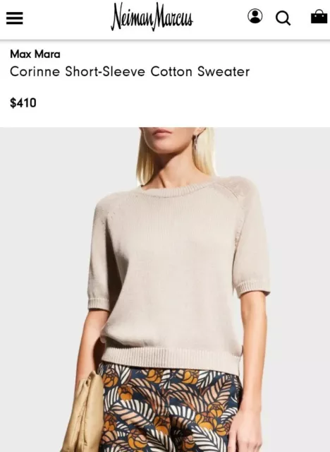 Max Mara Weekend Corinne Short Sleeve Cotton Sweater, Ecru Color 2
