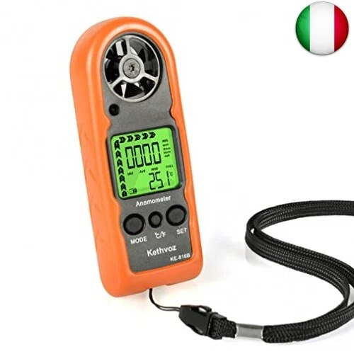 Kethvoz Anemometro Portatile Misuratore di Velocità del Vento, Mini WindTester