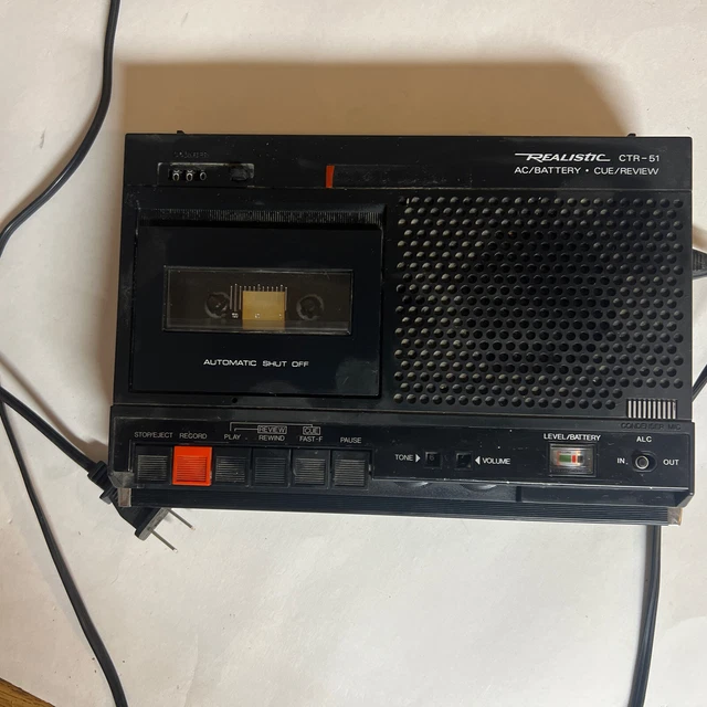 Vtg Realistic CTR-51 Desktop Portable Cassette Tape Recorder Player Tested