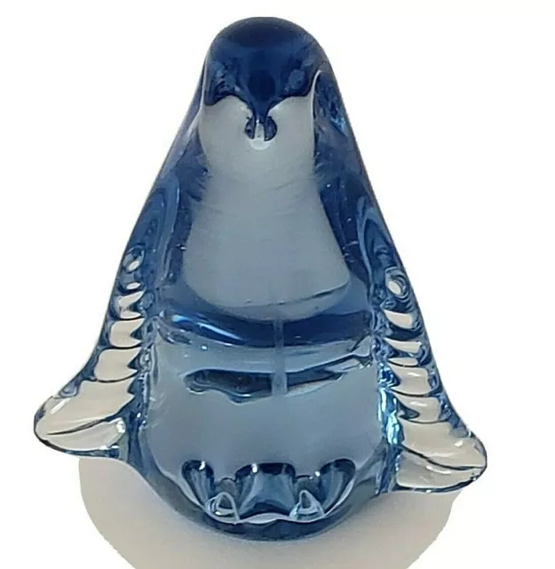 Blue Glass Penguin 3 1/4" Tall