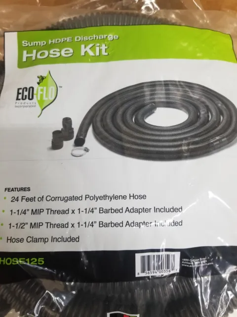 Eco-Flo HOSE125  1-1/4" Sump Pump Hose Kit , 24 ft. Corrugated Polyethylene Hose