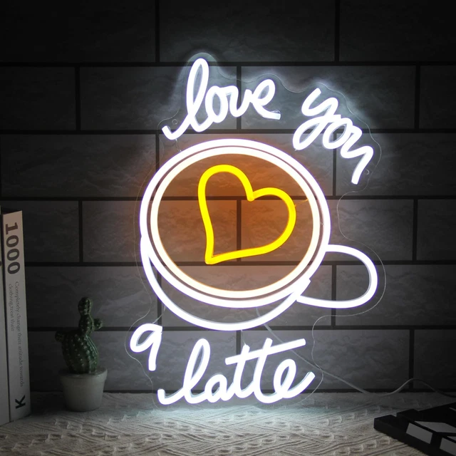 COFFEE BAR NEON Sign Love You a Latte LED Sign Coffee Cup Neon Lights ...