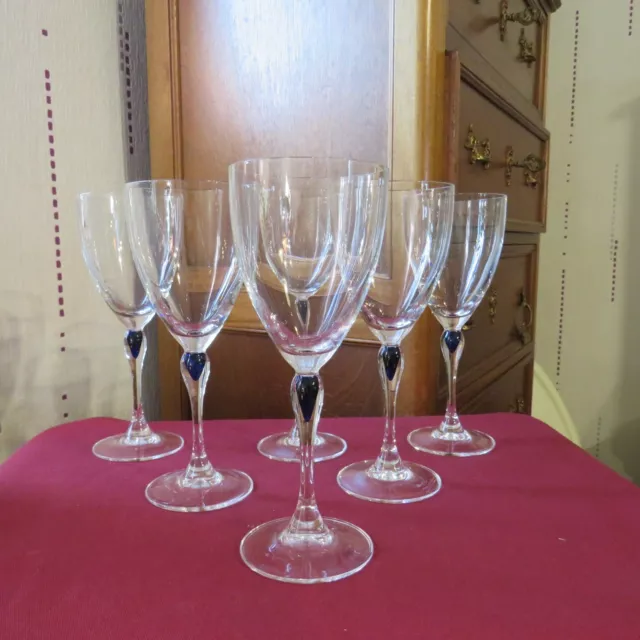 6 Vasos de Agua De cristal d arques Modelo Zafiro Azul H 19,5 CM
