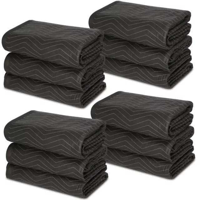 Moving Blankets (12 Pack) 72x80" 65lbs Econo Professional Quilted Pads Black 3