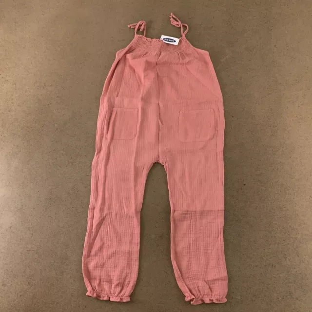 Old Navy Toddler Girls Cami One Piece Pink Pockets Smocked Tie Shoulder 5T New