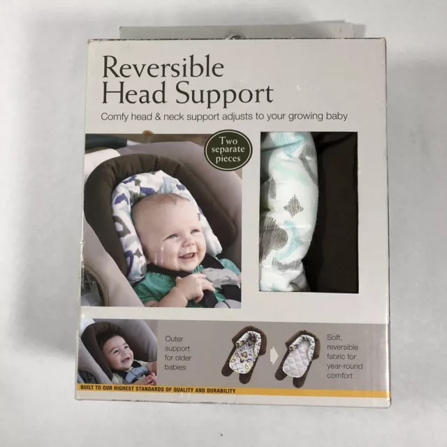 2 pcs Eddie Bauer Baby 2-in-1 Reversible Head Support ~ Brown, Blue, Lime, Grey