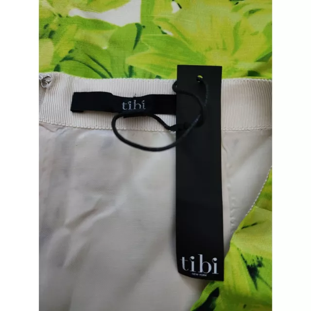 Tibi New NWT Green Black Floral Linen Silk Straight Pencil Skirt 6 3