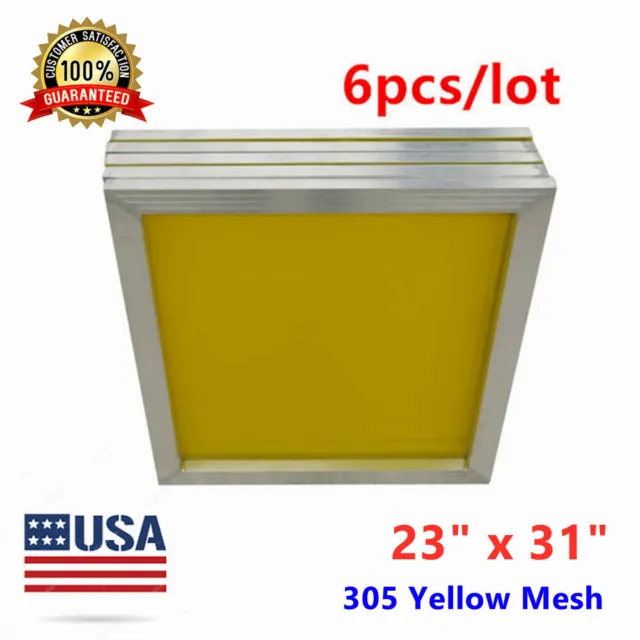 US Stock 6 pcs 23" x 31" Aluminum Silk Screen Frame Screens - 305 Yellow Mesh