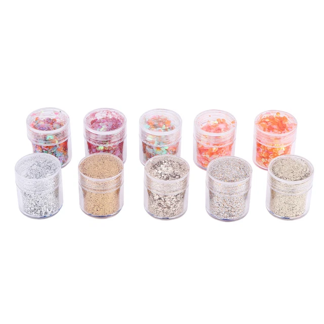 10 unidades Nail Glitter Powder Mixed Sequin Dipping efecto exfoliante brillante