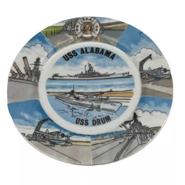 Vintage USS Alabama USS Drum Collectible Plate Arrow Jersey City Made in Japan