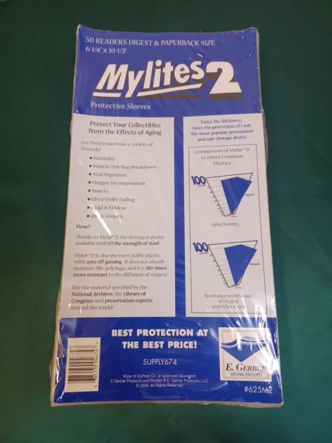 Pack of 50 Mylites 2 Mil Mylar Reader's Digest / Manga / Paperback Bags sleeves