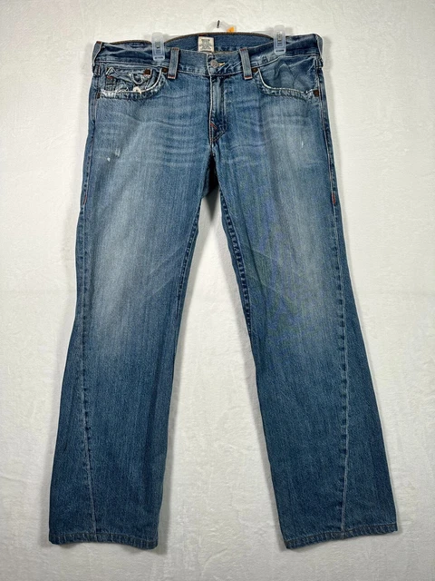 True Religion Jeans Mens 38x32 Blue Medium Wash Flare Regular Fit Flap Pocket True Religion Jeans Mens 38x32 Blue Medium Wash Flare Regular Fit Flap Pocket