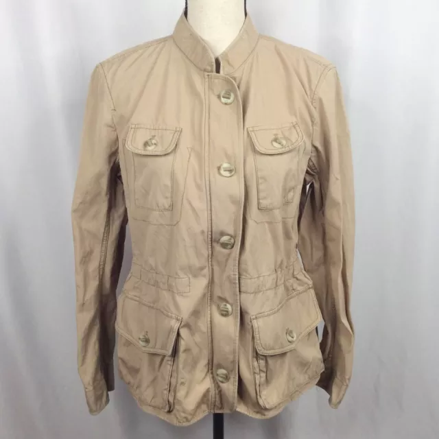 Ann Taylor LOFT Womens Size Large Anorak Jacket Button Up Military Pockets