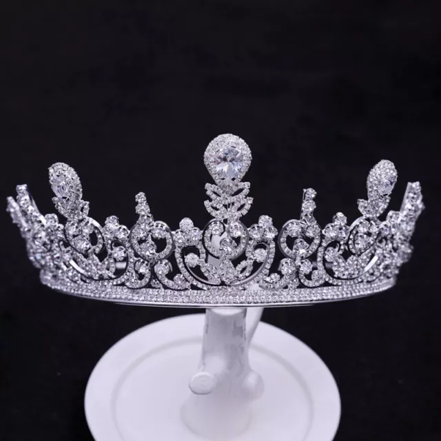 7cm Tall Exquisite Drip CZ Crystal Wedding Bridal Queen Pageant Prom Crown Tiara