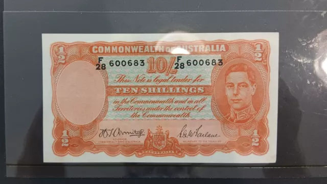 1942 10 Shilling Australian Armitage Mcfarlane High Grade