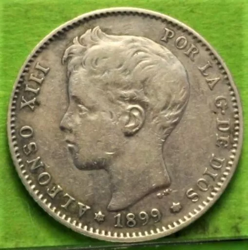 ALFONSO XIII, 1 Peseta, 1899, *18 - 99, Ag