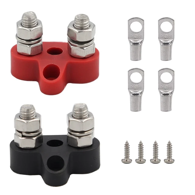 BATTERY TERMINAL BLOCK Positive Negative M8 Dual Studs Junction for RV ...